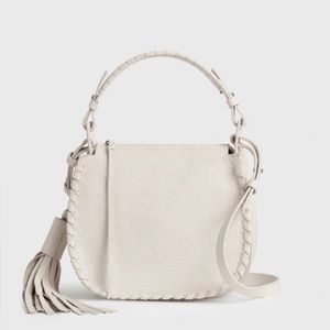 All Saints Mori Lea Leather Crossbody Bag - chalk white